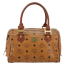 MCM Vicetos Logogram Hand Bag PVC Leather Brown Gold Auth BA12357A-2