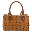 MCM Vicetos Logogram Hand Bag PVC Leather Brown Gold Auth BA12357A-3