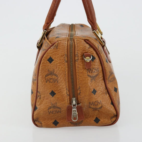 MCM Vicetos Logogram Hand Bag PVC Leather Brown Gold Auth BA12357A
