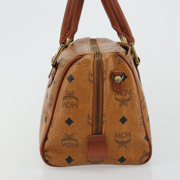 MCM Vicetos Logogram Hand Bag PVC Leather Brown Gold Auth BA12357A