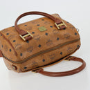 MCM Vicetos Logogram Hand Bag PVC Leather Brown Gold Auth BA12357A-6
