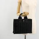 HERMES Fourre Tout PM Hand Bag cotton Black Silver Auth BA12358A-21