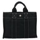 HERMES Fourre Tout PM Hand Bag cotton Black Silver Auth BA12358A-2