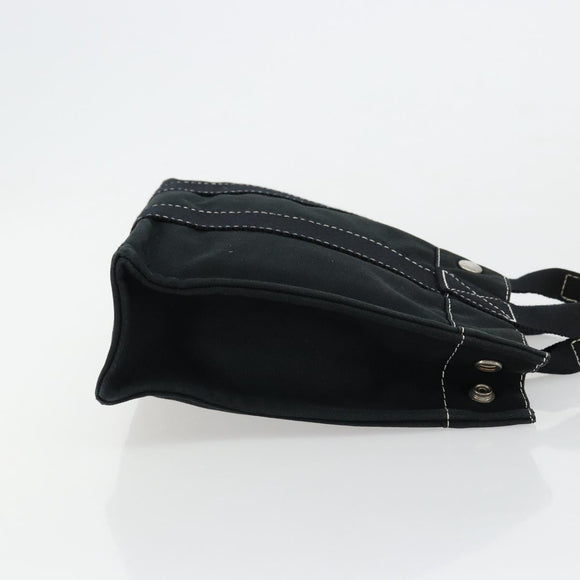 HERMES Fourre Tout PM Hand Bag cotton Black Silver Auth BA12358A