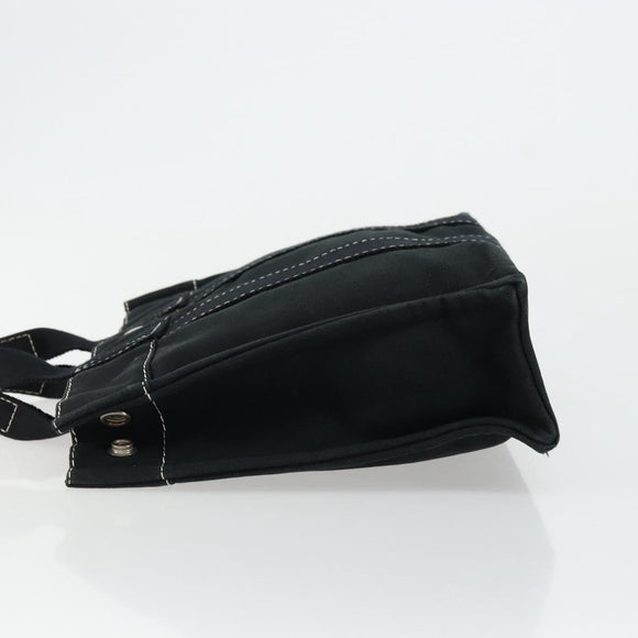 HERMES Fourre Tout PM Hand Bag cotton Black Silver Auth BA12358A