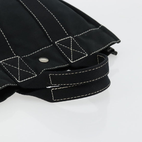 HERMES Fourre Tout PM Hand Bag cotton Black Silver Auth BA12358A