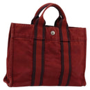 HERMES Fourre Tout PM Hand Bag cotton Red Silver Auth BA12360-1