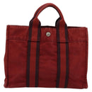 HERMES Fourre Tout PM Hand Bag cotton Red Silver Auth BA12360-2