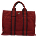 HERMES Fourre Tout PM Hand Bag cotton Red Silver Auth BA12360-3