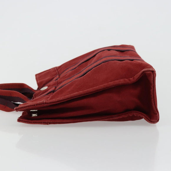 HERMES Fourre Tout PM Hand Bag cotton Red Silver Auth BA12360