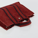 HERMES Fourre Tout PM Hand Bag cotton Red Silver Auth BA12360-6