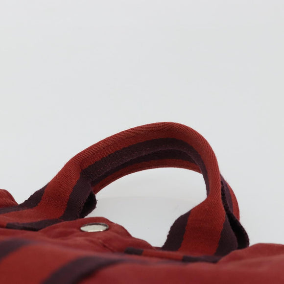HERMES Fourre Tout PM Hand Bag cotton Red Silver Auth BA12360