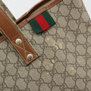 GUCCI GG Supreme Web Sherry Line Tote Bag PVC Beige Gold 211134 Auth BA12361-14