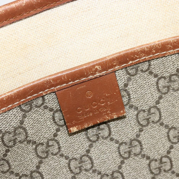GUCCI GG Supreme Web Sherry Line Tote Bag PVC Beige Gold 211134 Auth BA12361
