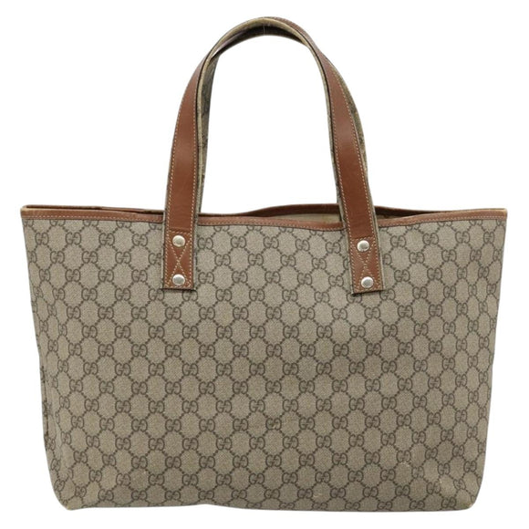 GUCCI GG Supreme Web Sherry Line Tote Bag PVC Beige Gold 211134 Auth BA12361