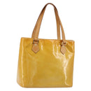 LOUIS VUITTON Monogram Vernis Houston Hand Bag Beige M91004 LV Auth BA12367-1