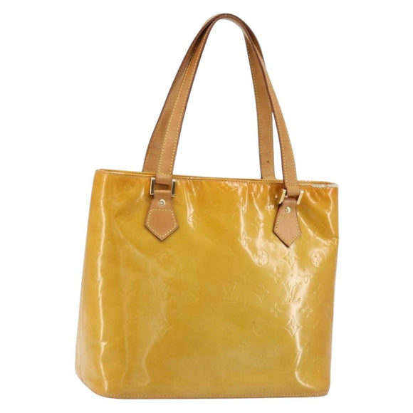 LOUIS VUITTON Monogram Vernis Houston Hand Bag Beige M91004 LV Auth BA12367