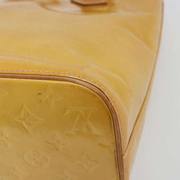 LOUIS VUITTON Monogram Vernis Houston Hand Bag Beige M91004 LV Auth BA12367