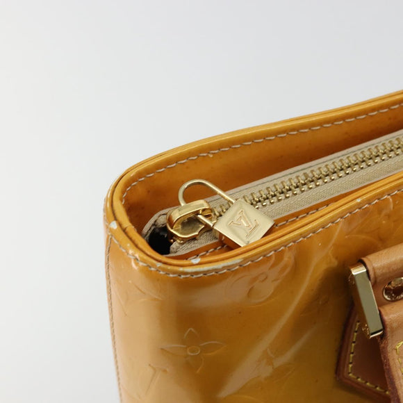 LOUIS VUITTON Monogram Vernis Houston Hand Bag Beige M91004 LV Auth BA12367