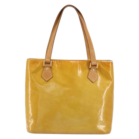 LOUIS VUITTON Monogram Vernis Houston Hand Bag Beige M91004 LV Auth BA12367