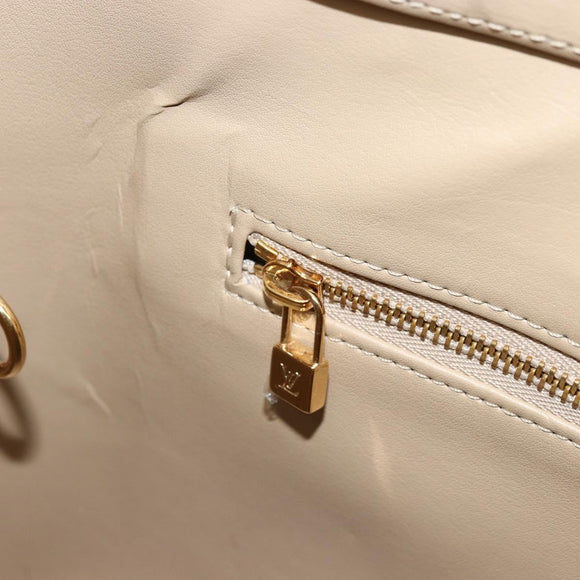 LOUIS VUITTON Monogram Vernis Houston Hand Bag Beige M91004 LV Auth BA12367