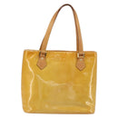 LOUIS VUITTON Monogram Vernis Houston Hand Bag Beige M91004 LV Auth BA12367-3