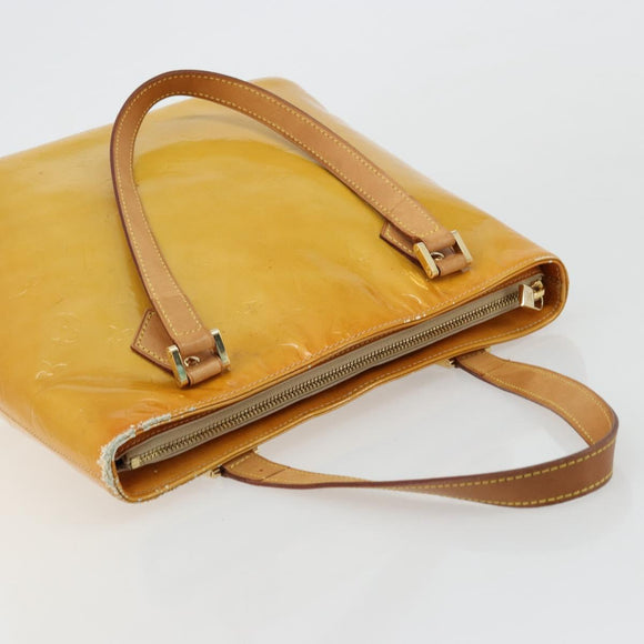 LOUIS VUITTON Monogram Vernis Houston Hand Bag Beige M91004 LV Auth BA12367