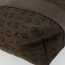 BVLGARI Logo Mania Hand Bag Canvas Brown Silver Auth BA12368-14