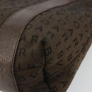 BVLGARI Logo Mania Hand Bag Canvas Brown Silver Auth BA12368-15