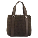 BVLGARI Logo Mania Hand Bag Canvas Brown Silver Auth BA12368-13