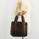 BVLGARI Logo Mania Hand Bag Canvas Brown Silver Auth BA12368-20
