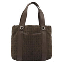 BVLGARI Logo Mania Hand Bag Canvas Brown Silver Auth BA12368-2