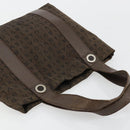 BVLGARI Logo Mania Hand Bag Canvas Brown Silver Auth BA12368-6