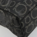 Salvatore Ferragamo Gancini Hand Bag PVC Leather Black Silver Auth BA12370-14