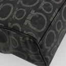 Salvatore Ferragamo Gancini Hand Bag PVC Leather Black Silver Auth BA12370-16