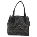 Salvatore Ferragamo Gancini Hand Bag PVC Leather Black Silver Auth BA12370-13