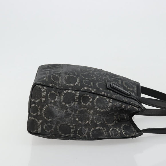 Salvatore Ferragamo Gancini Hand Bag PVC Leather Black Silver Auth BA12370
