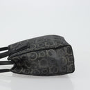 Salvatore Ferragamo Gancini Hand Bag PVC Leather Black Silver Auth BA12370-4