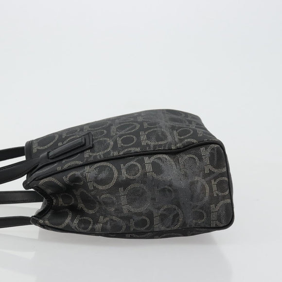 Salvatore Ferragamo Gancini Hand Bag PVC Leather Black Silver Auth BA12370