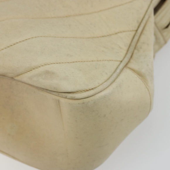 CHANEL V Stitch Hand Bag Leather Beige Gold CC Auth BA12371