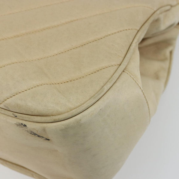 CHANEL V Stitch Hand Bag Leather Beige Gold CC Auth BA12371