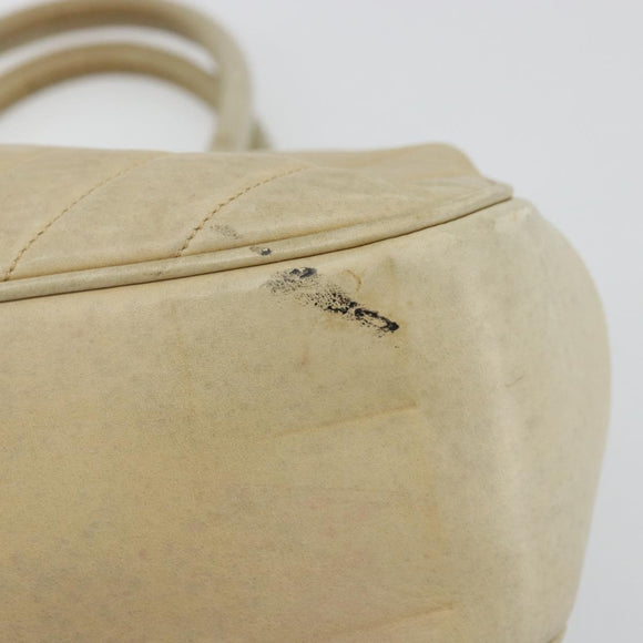 CHANEL V Stitch Hand Bag Leather Beige Gold CC Auth BA12371