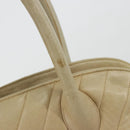 CHANEL V Stitch Hand Bag Leather Beige Gold CC Auth BA12371-11