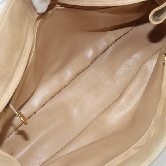 CHANEL V Stitch Hand Bag Leather Beige Gold CC Auth BA12371