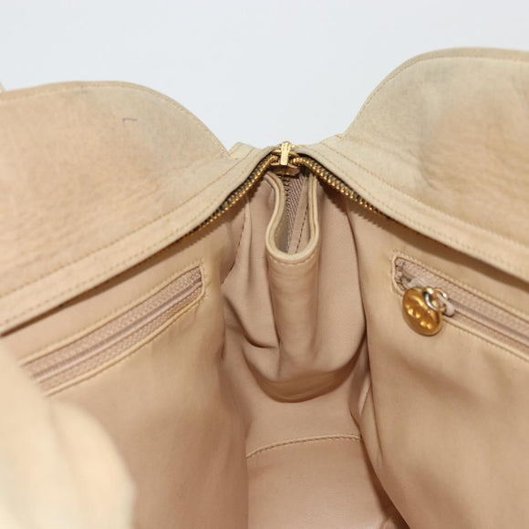 CHANEL V Stitch Hand Bag Leather Beige Gold CC Auth BA12371