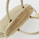 CHANEL V Stitch Hand Bag Leather Beige Gold CC Auth BA12371-6