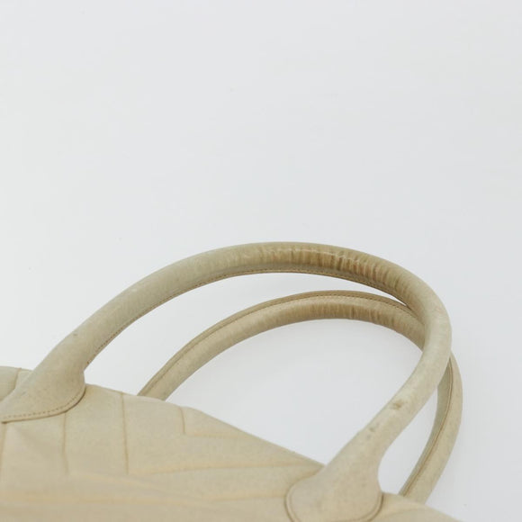 CHANEL V Stitch Hand Bag Leather Beige Gold CC Auth BA12371