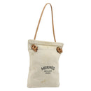 HERMES Hand Bag Canvas Beige Gold Auth BA12373-1