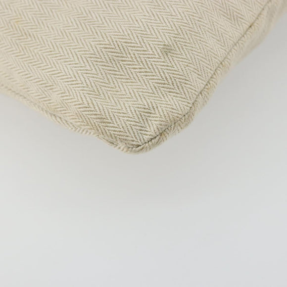 HERMES Hand Bag Canvas Beige Gold Auth BA12373