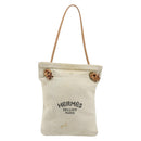 HERMES Hand Bag Canvas Beige Gold Auth BA12373-2